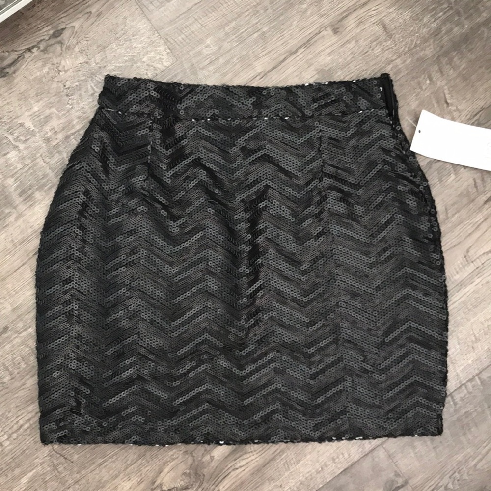 Black sequin mini skirt